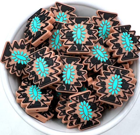 Western Aztec Silicone Focal Beads--Brown