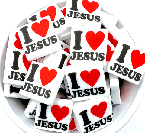 I Love Jesus Silicone Focal Beads
