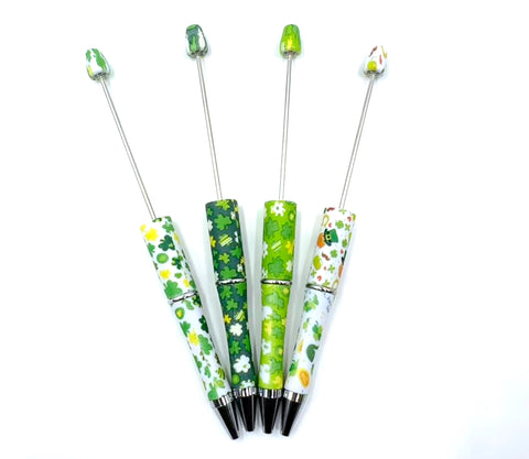 4 Pack St Patrick's Day Printed Beadable Pens Bundle