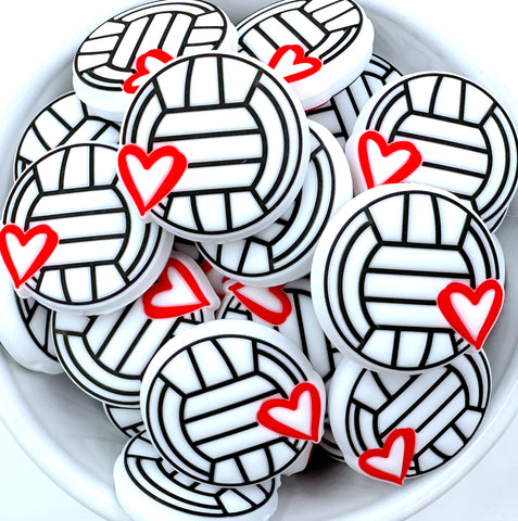 Love Volleyball Silicone Beads
