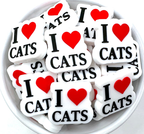 I Love Cats Silicone Focal Beads