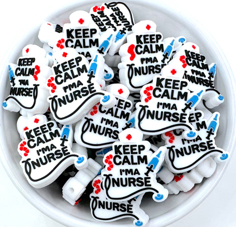 Keep Calm I'm A Nurse Silicone Focal Beads