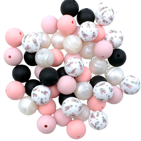 Ballet Silicone Bead Mix--White, Powder Pink, Black, Pink Quartz – USA ...