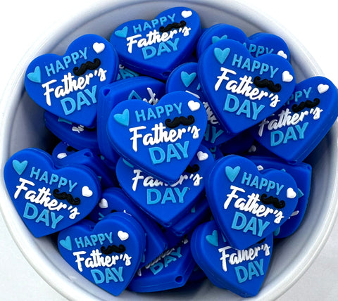 Happy Father's Day Heart Silicone Focal Beads