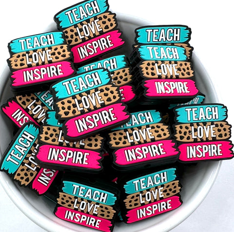 Teach, Love, Inspire Leopard Silicone Focal Beads
