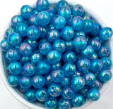 12mm Aqua Blue Illusion Glitter Acrylic Beads