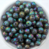 12mm Black Illusion Glitter Acrylic Beads