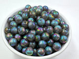 12mm Black Illusion Glitter Acrylic Beads