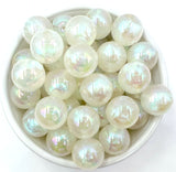 20mm White Illusion Glitter Arcylic Beads