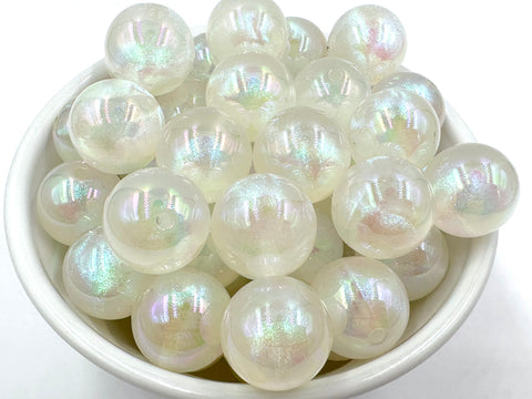 20mm White Illusion Glitter Arcylic Beads