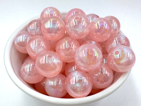 20mm Pink Illusion Glitter Arcylic Beads