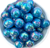 20mm Aqua Blue Illusion Glitter Arcylic Beads