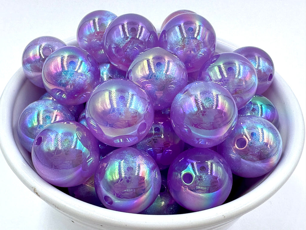 20mm Purple Illusion Glitter Arcylic Beads