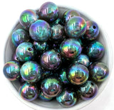 20mm Black/Dark Gray Illusion Glitter Arcylic Beads