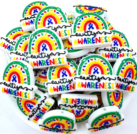 Autism Awareness Rainbow Silicone Focal Beads