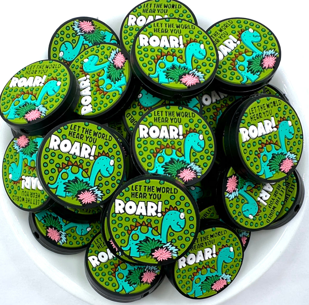 Let The World Hear You Roar Dinosaur Silicone Focal Beads