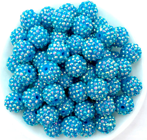 16mm Aqua Blue AB Rhinestone Beads