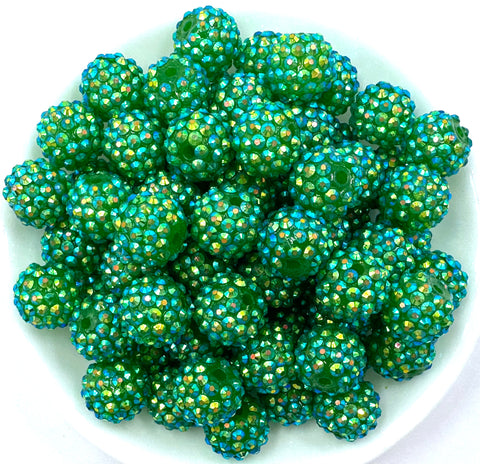 16mm Dark Green AB Rhinestone Beads