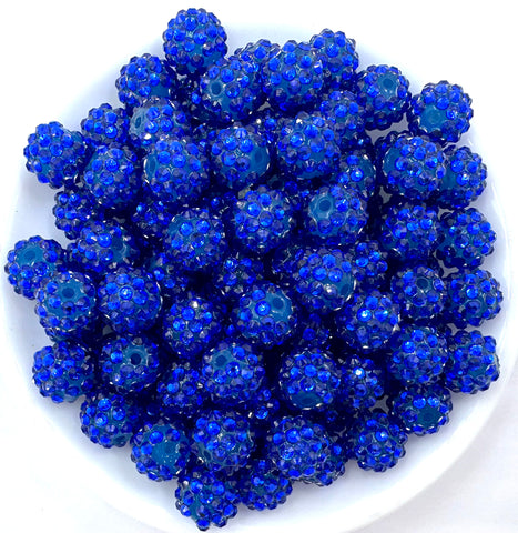 14mm Royal Blue Sparkly AB Rhinestone Beads