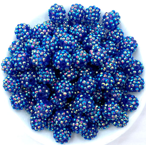 14mm Royal Blue AB Rhinestone Beads
