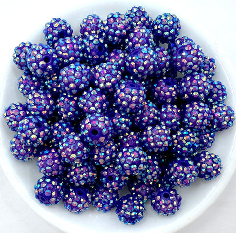14mm Dark Purple AB Rhinestone Beads