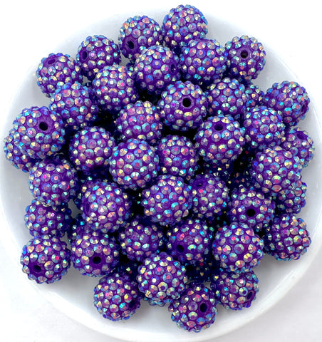 16mm Dark Purple AB Rhinestone Beads