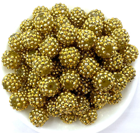 16mm Gold AB Rhinestone Beads