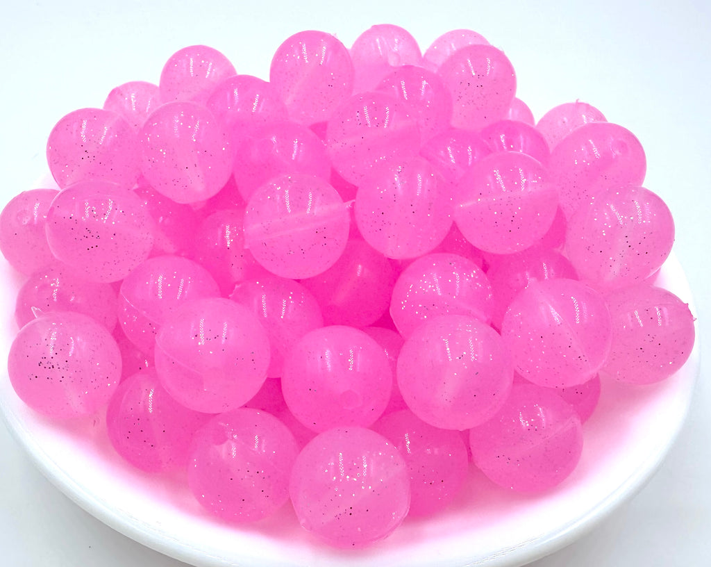 Pink Sparkle Jelly Silicone Beads--15mm