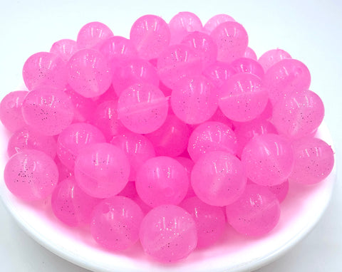 Pink Sparkle Jelly Silicone Beads--15mm