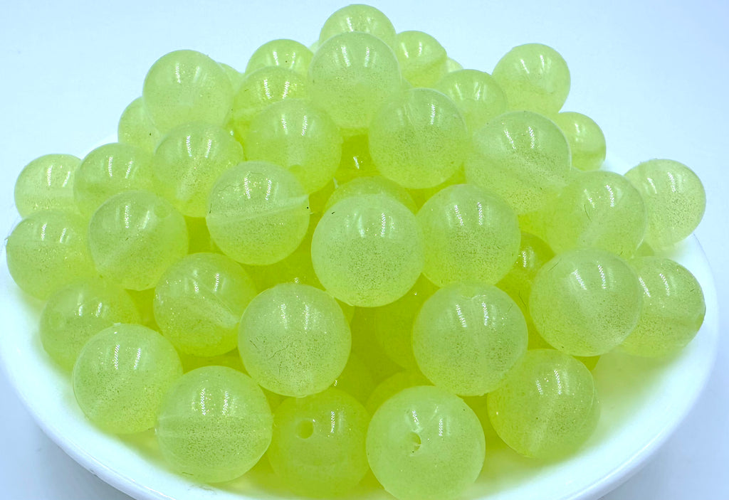 Yellow Sparkle Jelly Silicone Beads--15mm