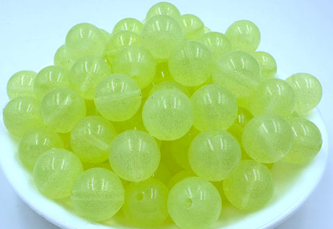 Yellow Sparkle Jelly Silicone Beads--15mm