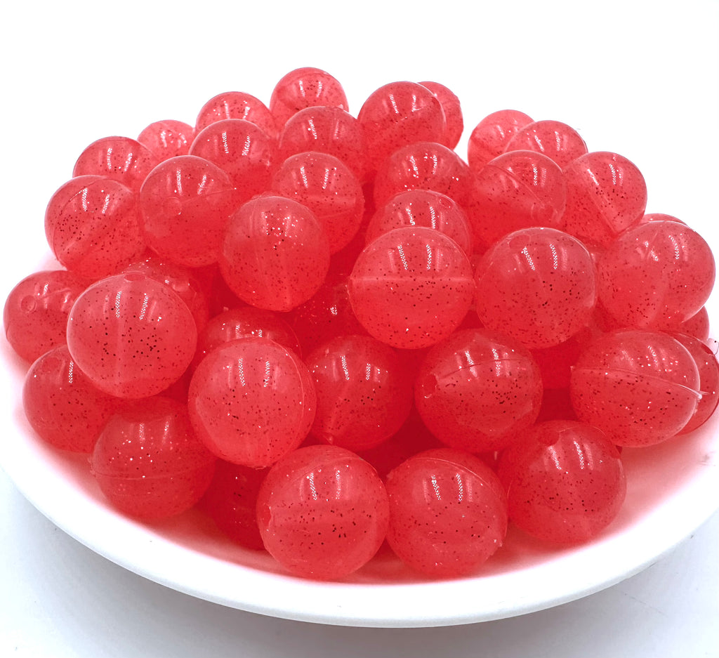 Red Sparkle Jelly Silicone Beads--15mm