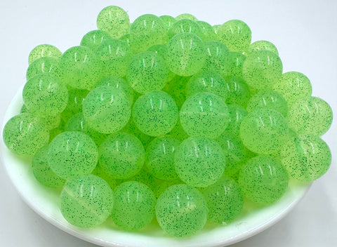 Green Sparkle Jelly Silicone Beads--15mm