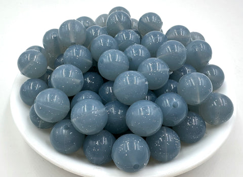 Gray Sparkle Jelly Silicone Beads--15mm