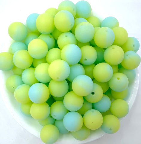 15mm Blue Raspberry Limeade Glow in the Dark Silicone Beads