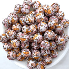 Boho Pumpkin Print Silicone Beads--15mm
