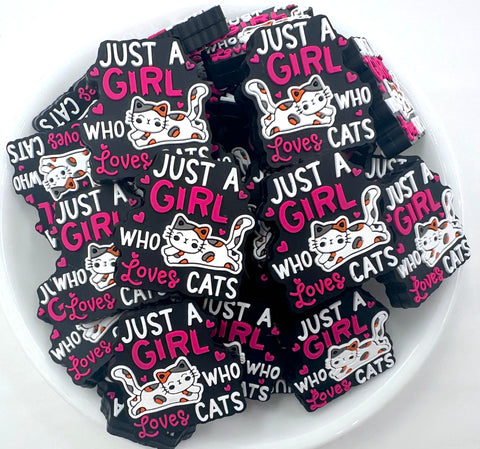 Just A Girl Who Loves Cats Silicone Focal Beads