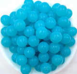 Light Blue Sparkle Jelly Silicone Beads--15mm