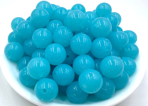 Light Blue Sparkle Jelly Silicone Beads--15mm