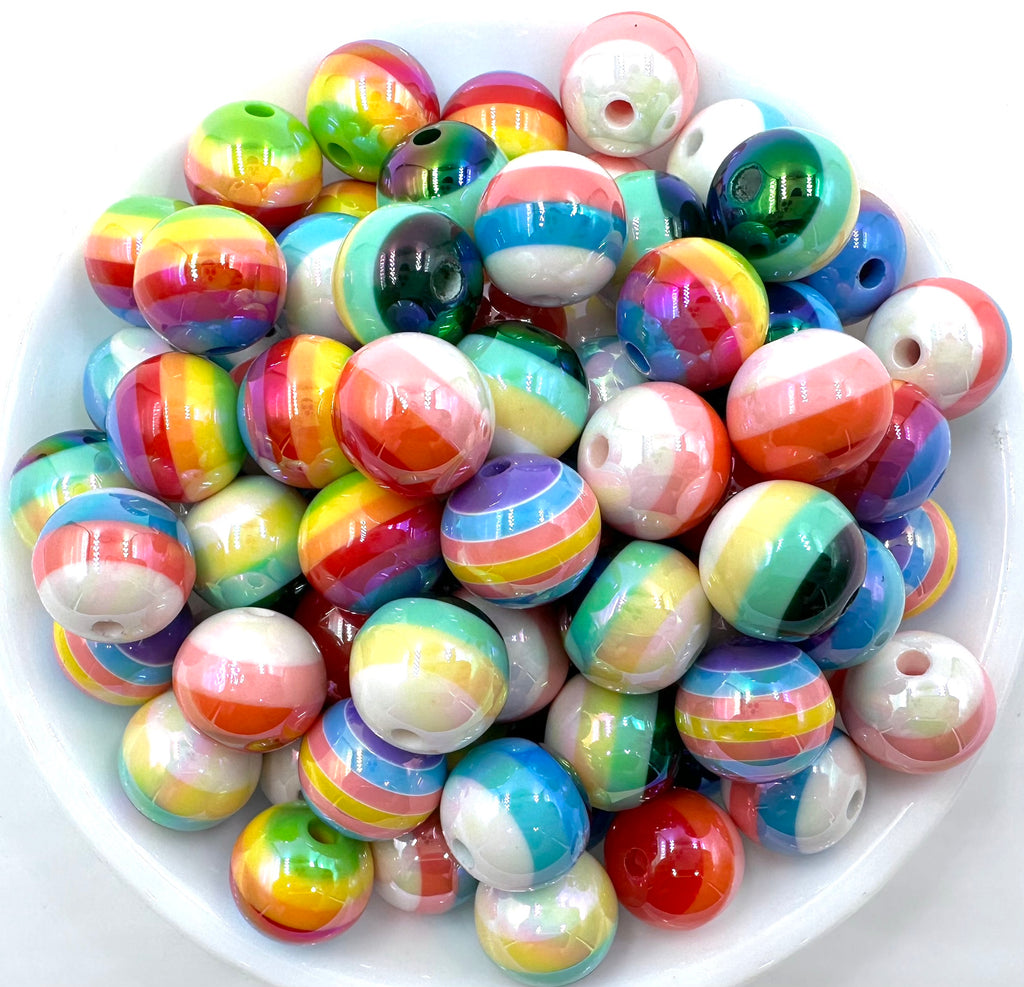 16mm AB Iridescent Mixed Striped Beads