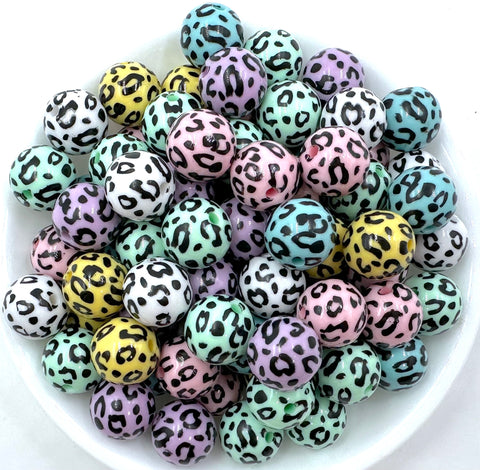 16mm Mixed Color Leopard Beads