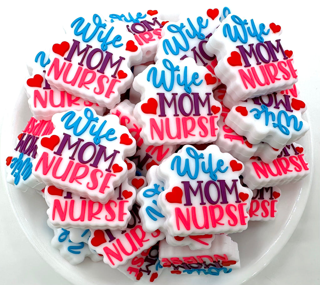 Wife Mom Nurse Silicone Focal Beads