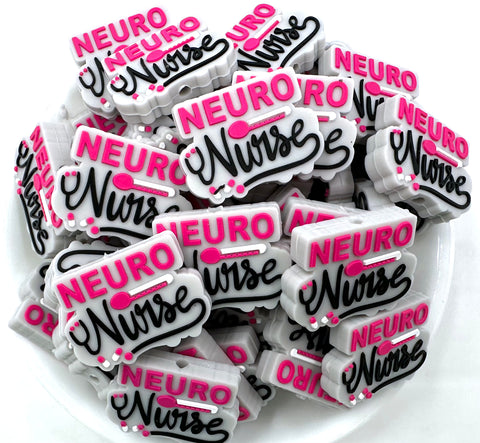 Neuro Nurse Silicone Focal Beads--Pink