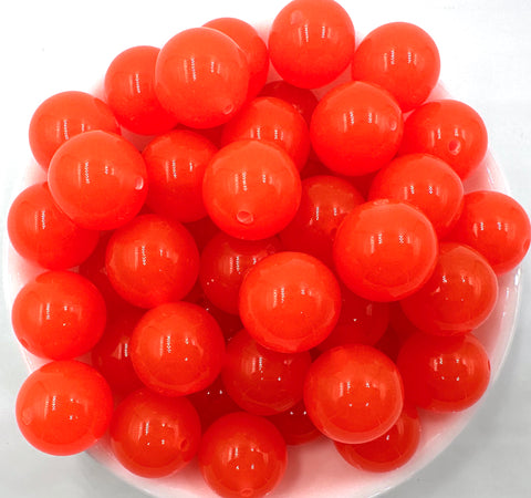 20mm Orange Glow in the Dark Chunky Beads--5 Beads