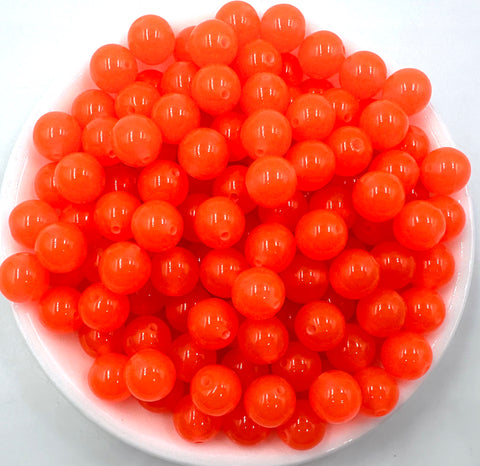 12mm Orange Glow in the Dark Acrylic Beads