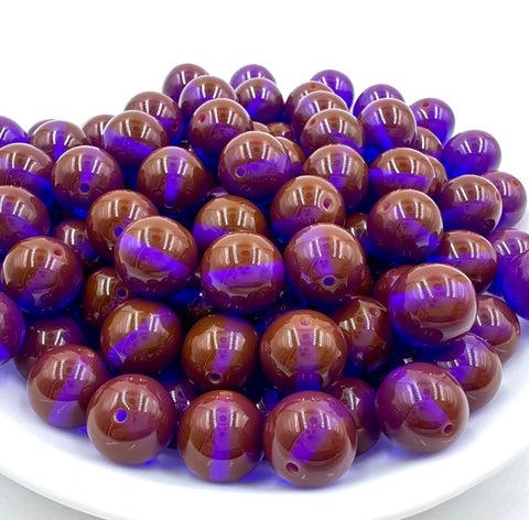 20mm Brown with Purple Illuminating Acrylic Beads