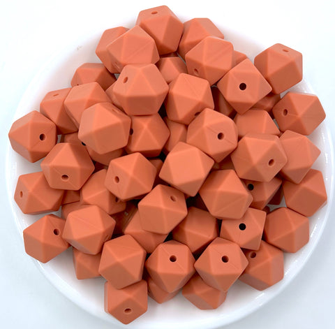 14mm Ginger Mini Hexagon Silicone Beads