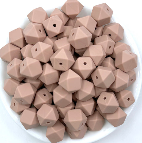 14mm Victorian Rose Mini Hexagon Silicone Beads