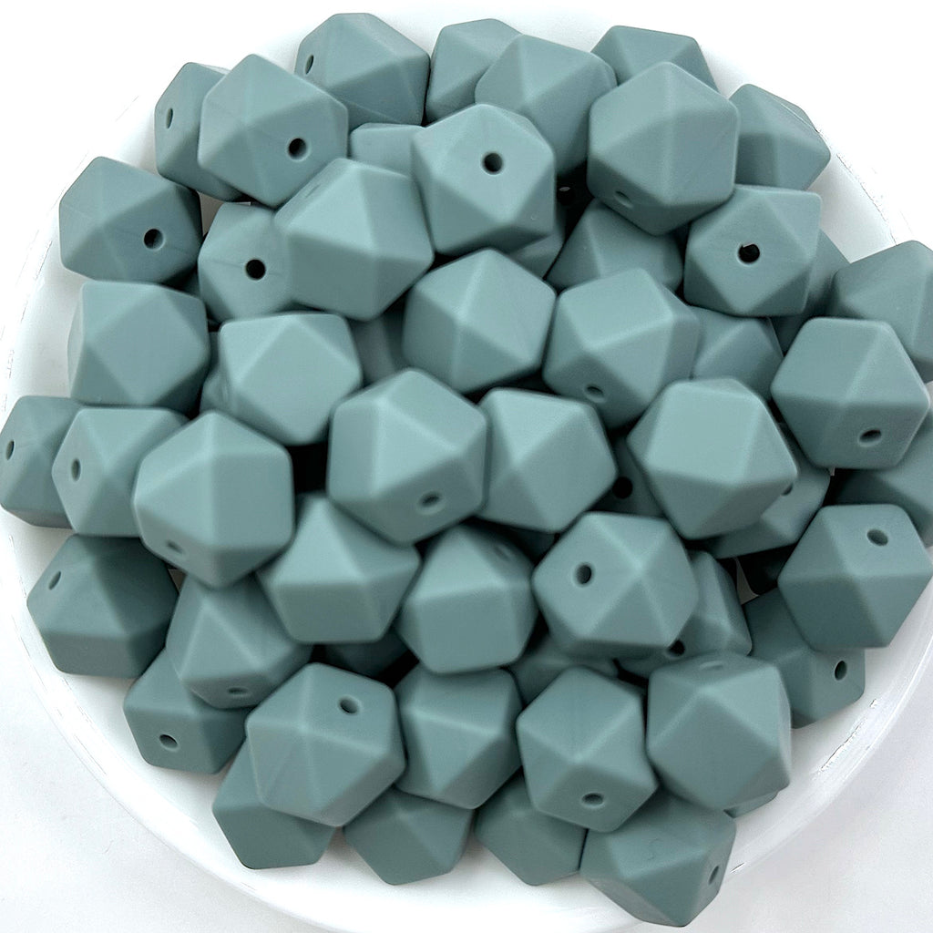 14mm Beach Blue Mini Hexagon Silicone Beads