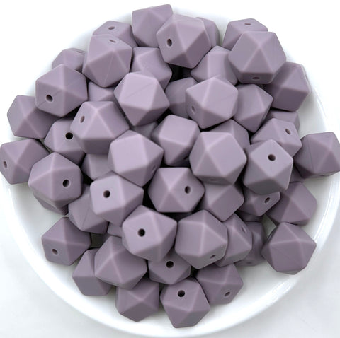 14mm Amethyst Purple Mini Hexagon Silicone Beads